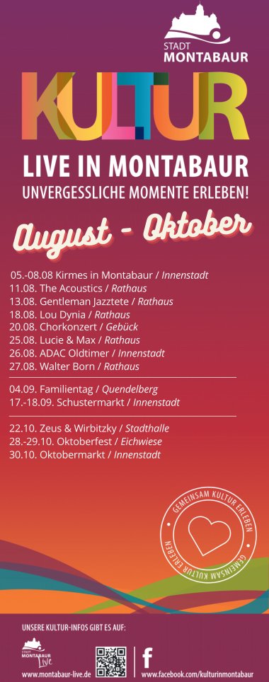 Plakat vom Kulturprogramm August bis Oktober.