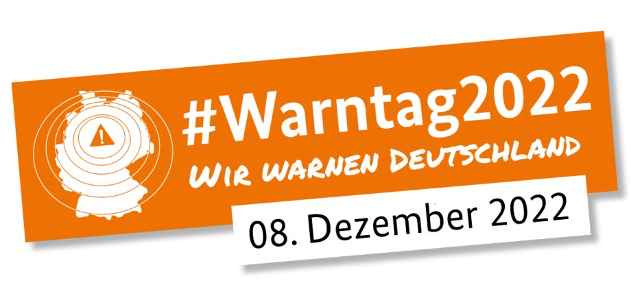 Das Logo zum Warntag 2022 mit der Aufschrift Wir warnen Deutschland - 8. Dezember 2022.