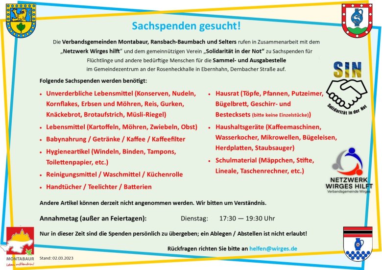 Bild zeigt Flyer mit Spendenaufruf