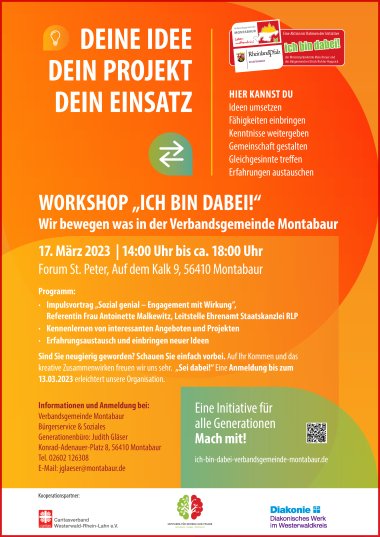 Das Plakat zum Workshop "Ich bin dabei!"