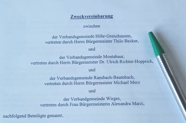 Die Zweckvereinbarung zwischen den vier Verbandsgemeinden.