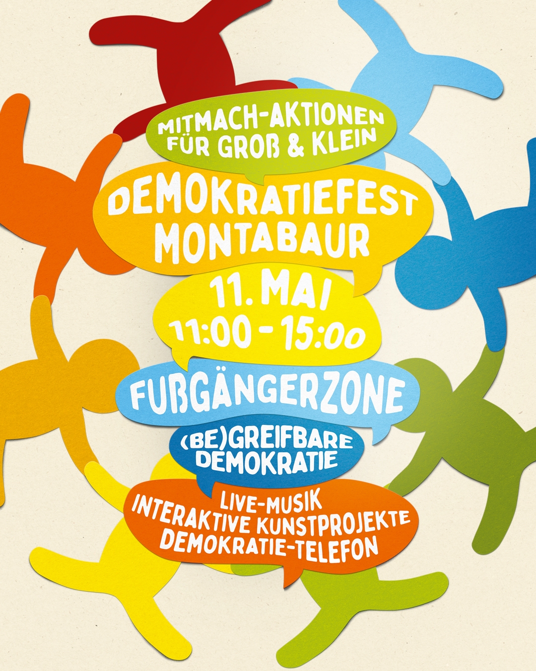 Das Plakat zum Demokratiefest am 11. Mai.