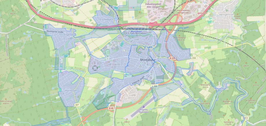Die Karte zeiugt das Gebiet des Glasfaserausbaus.