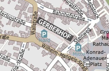 Ausschnitt aus dem Stadtplan mit der neuen Straße "Gerberhof"